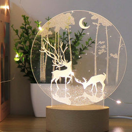 3D Atmosphere Decorative Light Acrylic Inner Carved LED Night Light Creative Girl Table Lamp, Double Deer, Whale Girl, Deer, Cartoon Astronaut, Good Night, Flamingo, Full Moon, Tree Cat, Swan, Stars And Moon, Full Moon Swan, Moon Girl