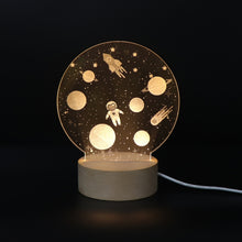 Load image into Gallery viewer, 3D Atmosphere Decorative Light Acrylic Inner Carved LED Night Light Creative Girl Table Lamp, Double Deer, Whale Girl, Deer, Cartoon Astronaut, Good Night, Flamingo, Full Moon, Tree Cat, Swan, Stars And Moon, Full Moon Swan, Moon Girl