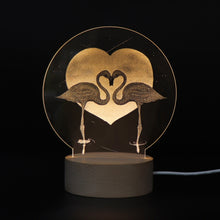 Load image into Gallery viewer, 3D Atmosphere Decorative Light Acrylic Inner Carved LED Night Light Creative Girl Table Lamp, Double Deer, Whale Girl, Deer, Cartoon Astronaut, Good Night, Flamingo, Full Moon, Tree Cat, Swan, Stars And Moon, Full Moon Swan, Moon Girl