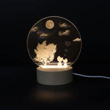 Load image into Gallery viewer, 3D Atmosphere Decorative Light Acrylic Inner Carved LED Night Light Creative Girl Table Lamp, Double Deer, Whale Girl, Deer, Cartoon Astronaut, Good Night, Flamingo, Full Moon, Tree Cat, Swan, Stars And Moon, Full Moon Swan, Moon Girl