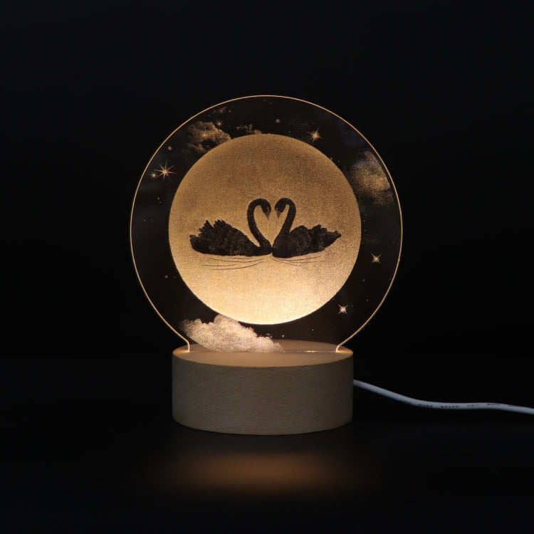 3D Atmosphere Decorative Light Acrylic Inner Carved LED Night Light Creative Girl Table Lamp, Double Deer, Whale Girl, Deer, Cartoon Astronaut, Good Night, Flamingo, Full Moon, Tree Cat, Swan, Stars And Moon, Full Moon Swan, Moon Girl
