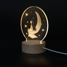 Load image into Gallery viewer, 3D Atmosphere Decorative Light Acrylic Inner Carved LED Night Light Creative Girl Table Lamp, Double Deer, Whale Girl, Deer, Cartoon Astronaut, Good Night, Flamingo, Full Moon, Tree Cat, Swan, Stars And Moon, Full Moon Swan, Moon Girl