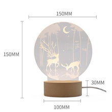 Load image into Gallery viewer, 3D Atmosphere Decorative Light Acrylic Inner Carved LED Night Light Creative Girl Table Lamp, Double Deer, Whale Girl, Deer, Cartoon Astronaut, Good Night, Flamingo, Full Moon, Tree Cat, Swan, Stars And Moon, Full Moon Swan, Moon Girl