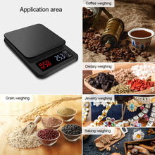 Load image into Gallery viewer, Household Hand-Pushed Coffee Scale USB-Powered Smart Kitchen Scale With Timing, 3kg/0.1g, 5kg/0.1g, 10kg/1g