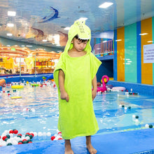 Load image into Gallery viewer, Cotton Cloak Home Bathroom Lengthen Children Wearable Bath Towel 70 cm, Pink Unicorn DP19S-4, Green Crocodile DP19S-5, Blue Shark DP19S-6