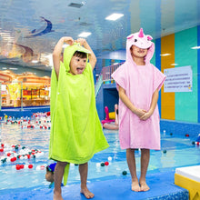 Load image into Gallery viewer, Cotton Cloak Home Bathroom Lengthen Children Wearable Bath Towel 70 cm, Pink Unicorn DP19S-4, Green Crocodile DP19S-5, Blue Shark DP19S-6