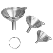 Load image into Gallery viewer, 3 in 1 Stainless Steel Funnel Mini Funnel Oil Leaking Wine Leaking Integrated Liquid Dispenser Set, Oil Leaking