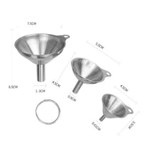 Load image into Gallery viewer, 3 in 1 Stainless Steel Funnel Mini Funnel Oil Leaking Wine Leaking Integrated Liquid Dispenser Set, Oil Leaking