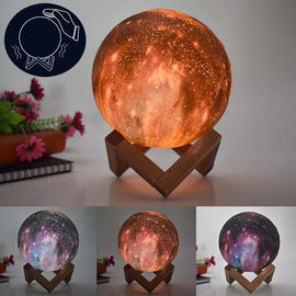 3D Moon Lamp Children Gift Table Lamp Painted Starry Sky LED Night Light, 15cm Touch Control 3-colors 1W, 15cm Pat Control 3-colors 1W, 15cm Remote Control 16-colors 1W, 15cm Touch Control 7-colors 1W, 8cm Touch Control 3-colors 1W                     ...