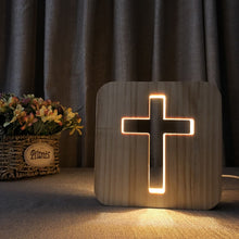 Load image into Gallery viewer, Cross Pine Craft Table Lamp Wooden LED Night Light, Cross