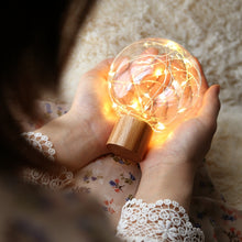 Load image into Gallery viewer, Star Moon Night Light USB Wood Base LED Atmosphere Light, Round Base