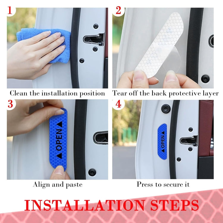 OPEN Reflective Tape Warning Mark Bicycle Accessories Car Door Stickers, Yellow, White, Red, Blue