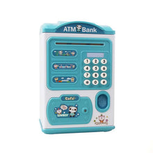 Load image into Gallery viewer, Simulation Password Fingerprint Sensor Unlocking Money Box Automatic Roll Money Safe ATM Piggy Bank, Pink, Blue