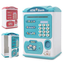 Load image into Gallery viewer, Simulation Password Fingerprint Sensor Unlocking Money Box Automatic Roll Money Safe ATM Piggy Bank, Pink, Blue