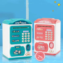 Load image into Gallery viewer, Simulation Password Fingerprint Sensor Unlocking Money Box Automatic Roll Money Safe ATM Piggy Bank, Pink, Blue