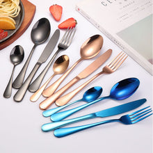 Load image into Gallery viewer, 24 in 1 Stainless Steel Tableware Western Steak Cutlery Gift Set, Silver, Golden, Rose Gold, Rainbow Color, Black