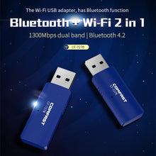 Load image into Gallery viewer, COMFAST CF-727B 1300Mbps Dual Frequency Gigabit USB Desktop Transmitter Receiver Portable Bluetooth V4.2 + WiFi Wireless Network Card