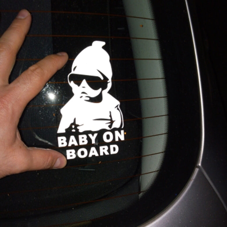 20pcs 14*9CM BABY ON BOARD Cool Rear Reflective Sunglasses Child Car Stickers Warning Decals, BABY ON BOARD
