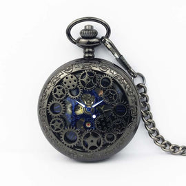 Classical Mechanical Pocket Watch Large Retro Gear Embossed Hollow Pocket Watch, Gear Embossed Hollow