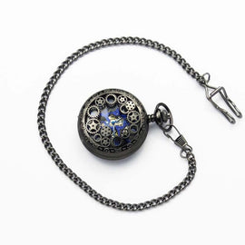 Classical Mechanical Pocket Watch Large Retro Gear Embossed Hollow Pocket Watch, Gear Embossed Hollow