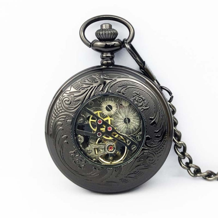 Classical Mechanical Pocket Watch Large Retro Gear Embossed Hollow Pocket Watch