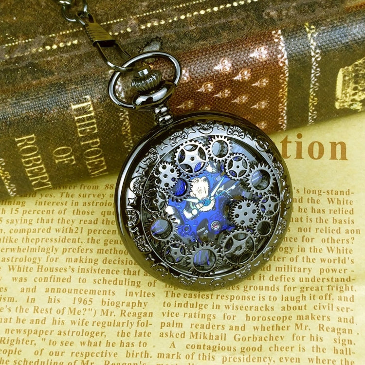 Classical Mechanical Pocket Watch Large Retro Gear Embossed Hollow Pocket Watch