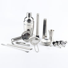Load image into Gallery viewer, 18 in 1 Stainless Steel Cocktail Shaker Set, Oval Bamboo Base, Bar Tool Set, 350ml, 550ml, 750ml