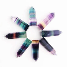 Load image into Gallery viewer, Natural Rough Stone Hexagonal Crystal Column Colorful Fluorite Column Ornaments