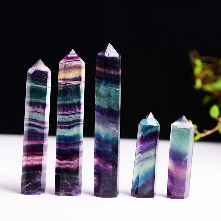 Natural Rough Stone Hexagonal Crystal Column Colorful Fluorite Column Ornaments