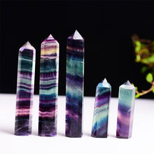 Load image into Gallery viewer, Natural Rough Stone Hexagonal Crystal Column Colorful Fluorite Column Ornaments