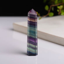 Load image into Gallery viewer, Natural Rough Stone Hexagonal Crystal Column Colorful Fluorite Column Ornaments