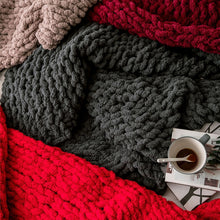 Load image into Gallery viewer, Handmade Thick Wool Knitted Blanket Sofa Chenille Stick Knitted Blanket, 80 x 100 CM, 130 x 160 CM