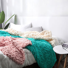 Load image into Gallery viewer, Handmade Thick Wool Knitted Blanket Sofa Chenille Stick Knitted Blanket, 80 x 100 CM, 130 x 160 CM