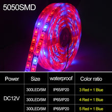 Load image into Gallery viewer, 5m 300 LEDs SMD 5050 Full Spectrum LED Strip Light Fitolampy Grow Lights for Greenhouse Hydroponic Plant, Non Waterproof, Waterproof