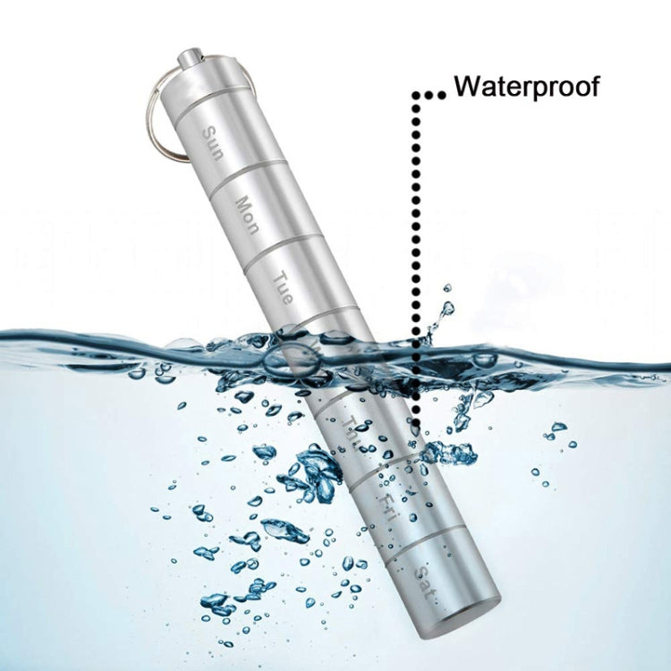 Sealed Waterproof 7 Days Split Aluminum Alloy Metal Pill Box, Pill Box