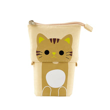 Load image into Gallery viewer, Corduroy Retractable Drop-Down Pencil Case Student Stationery Storage Bag, White Cat, Black Cat, Coffee Cat, Gray Cat