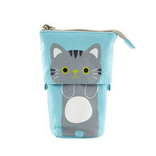 Load image into Gallery viewer, Corduroy Retractable Drop-Down Pencil Case Student Stationery Storage Bag, White Cat, Black Cat, Coffee Cat, Gray Cat