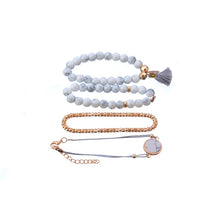 Load image into Gallery viewer, 4 PCS/ Set  Bohemian Charm Bead Bracelet Women Heart Marble Stone Tassel Bangles