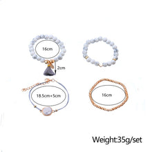Load image into Gallery viewer, 4 PCS/ Set  Bohemian Charm Bead Bracelet Women Heart Marble Stone Tassel Bangles