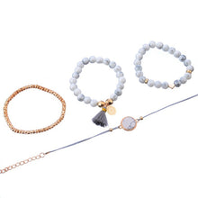 Load image into Gallery viewer, 4 PCS/ Set  Bohemian Charm Bead Bracelet Women Heart Marble Stone Tassel Bangles