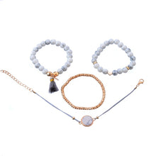 Load image into Gallery viewer, 4 PCS/ Set  Bohemian Charm Bead Bracelet Women Heart Marble Stone Tassel Bangles