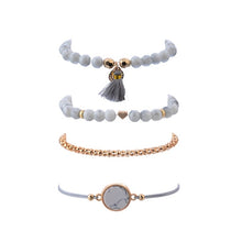 Load image into Gallery viewer, 4 PCS/ Set  Bohemian Charm Bead Bracelet Women Heart Marble Stone Tassel Bangles