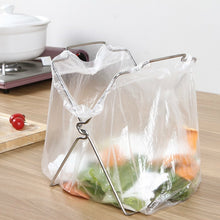 Load image into Gallery viewer, Stainless Steel Kitchen Foldable Storage Rack Plastic Bag Towel Trash Can Holder, Trash Can Holder