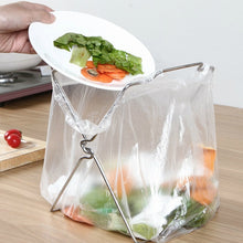 Load image into Gallery viewer, Stainless Steel Kitchen Foldable Storage Rack Plastic Bag Towel Trash Can Holder, Trash Can Holder