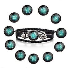 Load image into Gallery viewer, Constellations Couple Retro Weave Bracelets Leather Beads Bangle Bracelet, Aquarius, Libra, Aries, Scorpio, Virgo, Taurus, Cancer, Capricornus, Sagittarius, Leo, Pisces, Gemini