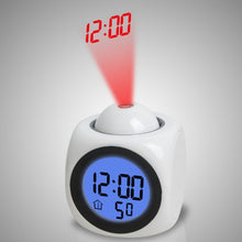 Load image into Gallery viewer, Multi-function LED Projection Alarm Clock Voice Talking Clock, White without USB cable, Black without USB cable, Black + USB cable, White + USB cable