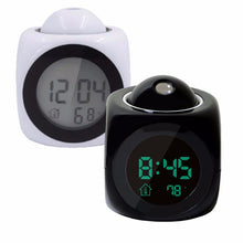 Load image into Gallery viewer, Multi-function LED Projection Alarm Clock Voice Talking Clock, White without USB cable, Black without USB cable, Black + USB cable, White + USB cable