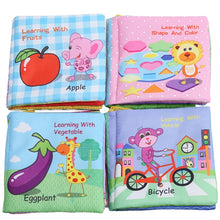 Load image into Gallery viewer, Baby Rattles Toy Soft Animal Cloth Book Newborn Stroller Hanging Toy Early Learning Education Baby Toys, Fruit, Vegetable, Shape, Vehicle