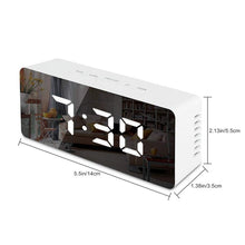 Load image into Gallery viewer, LED Mirror Alarm Clock Digital Snooze Table Clock Electronic Time Temperature Large Display with Wake Up Light, TS-S69-W, TS-S69-L