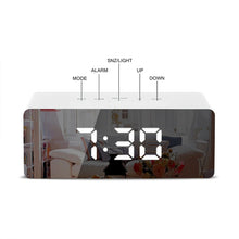 Load image into Gallery viewer, LED Mirror Alarm Clock Digital Snooze Table Clock Electronic Time Temperature Large Display with Wake Up Light, TS-S69-W, TS-S69-L